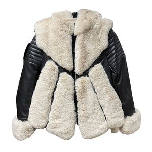 SOLD — Faux Fur and Leather Hooded Jacket